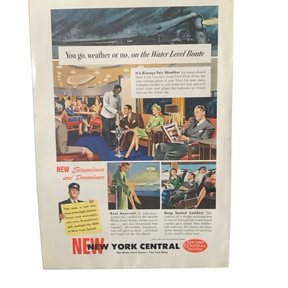 Vintage 1947 New York Central You Go Weather or No Ad Advertisement